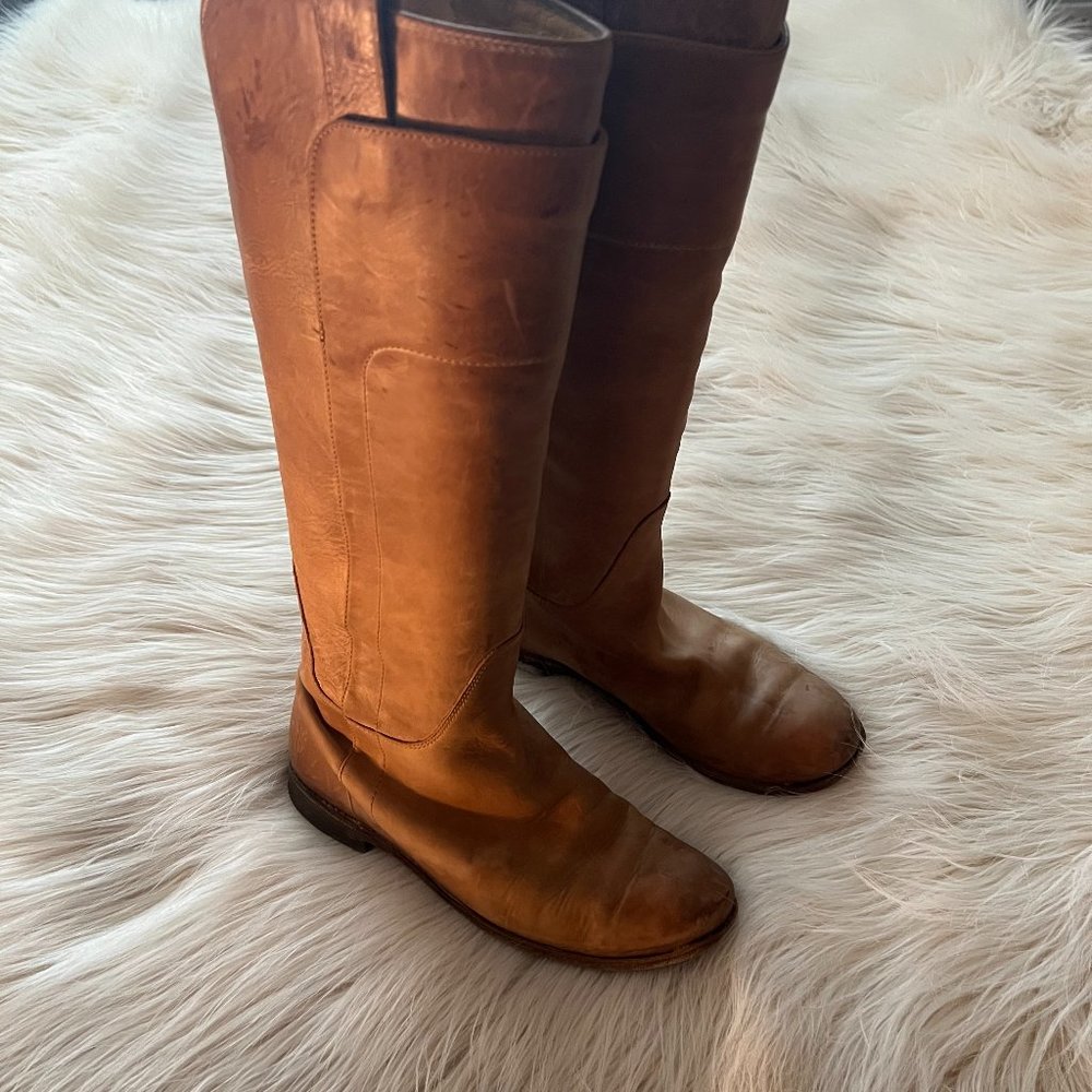 Frye Tan Leather Paige Tall Riding Boots Size 7.5